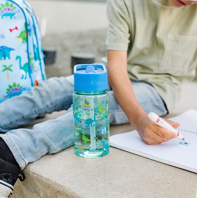 Wildkin Kids 16 Oz Water Bottle – BPA-Free Tritan, Leak-Proof Lid, Durable & Easy to Clean - Dinosaur Land