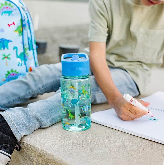 Wildkin Kids 16 Oz Water Bottle – BPA-Free Tritan, Leak-Proof Lid, Durable & Easy to Clean - Dinosaur Land