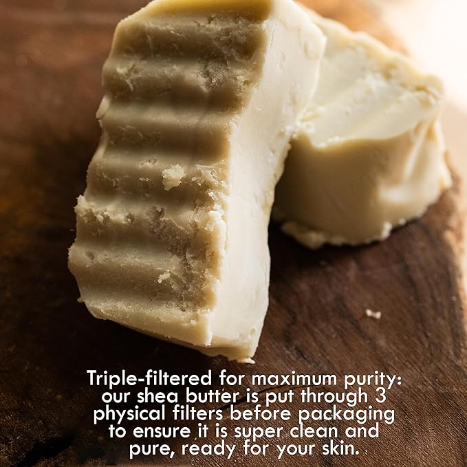Raw Shea Butter - 100% Pure African Shea Butter for Hair and Body | with Natural Smoky Scent | Unrefined Moisturizer for Dry Skin, DIY Lip Balm, Body Butter and Soap 1lb Bar