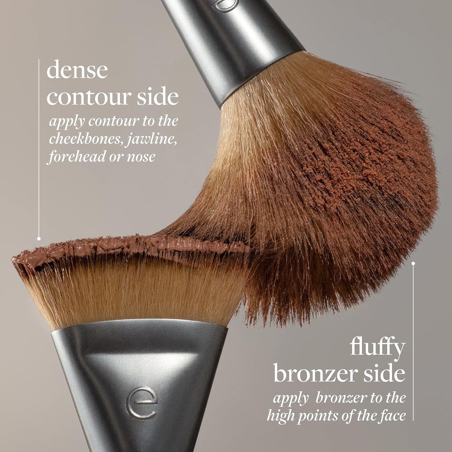 EcoTools Sculpt + Bronze Dual-Ended Makeup Brush, Fluffy Bronzer & Dense Contour Brush for Liquid, Cream & Powder Face Makeup, Travel-Friendly, Vegan & Cruelty-Free, Eco-Friendly Handle, 1 Count