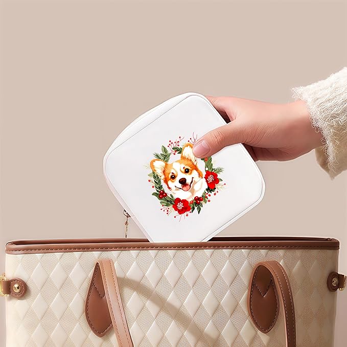 Corgi Mini Makeup Bag, Corgi Gift For Women Girls Cute Portable Zipper Pouch Cosmetic Bag For Teen Girls Kids, Small Storage Bag For Sanitary Pad, Period napkin bag!