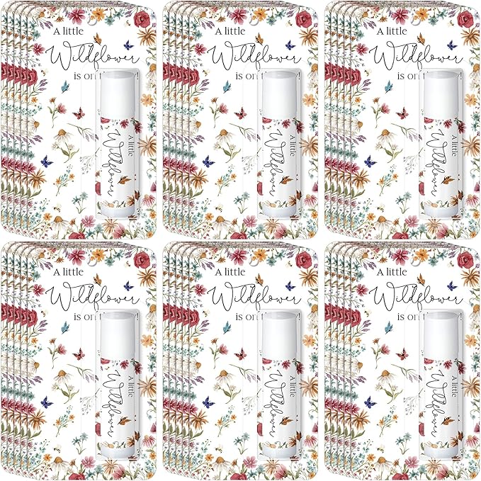 30 Pack a Little Wildflower Baby Shower Games Prizes Gifts Bulk Wildflower Lip Balms Favors for Winners Boys Girls Gender Reveal Favors Decorations Halloween Baby Shower Thanksgiving Gift Bags Stuffer