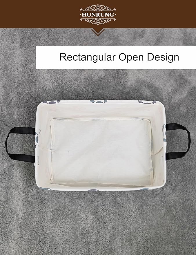 HUNRUNG Rectangle Storage Basket Cute Canvas Organizer Bin for Pet/Children Toys, Books, Clothes Perfect for Rooms/Playroom(REC-Color Mushroom)