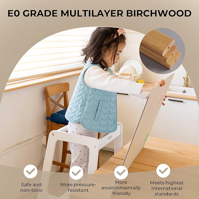 AVDAR Toddler Standing Tower Wooden Toddler Stool for Kitchen Adjustable, Winner 2023 of Contemporary Good Design, Montessori Kitchen Tools