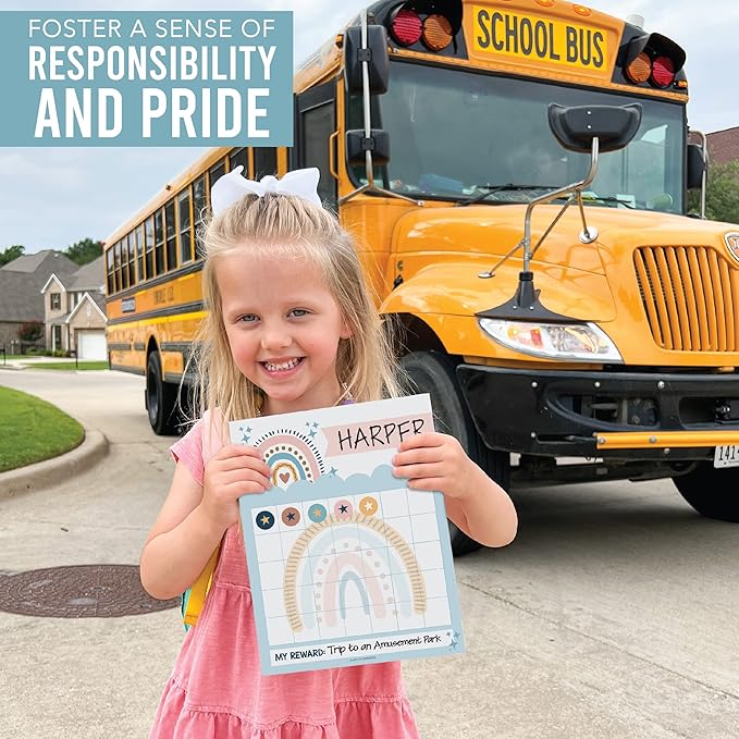 Sticker Chart for Kids Behavior at Home & Classroom - 25 Reward Chart for Kids Incentives, Gold Star Sticker Sheets, Boho Incentive Charts for Classroom Must Haves