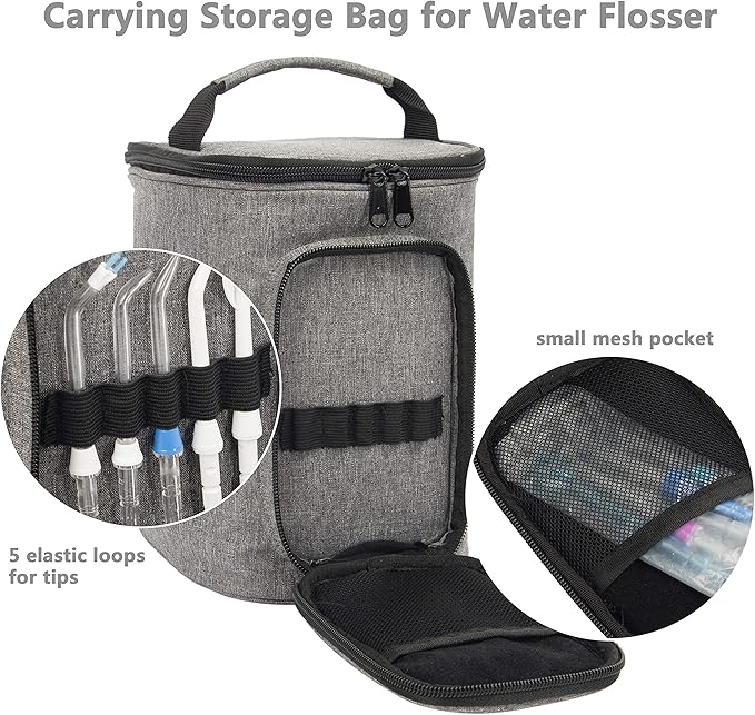 PACMAXI Carrying Bag for Waterpik Water Flosser, Portable Storage Bag for Water Flosser and Accessories Suitable for Travelling, Trips, Camping (Grey)