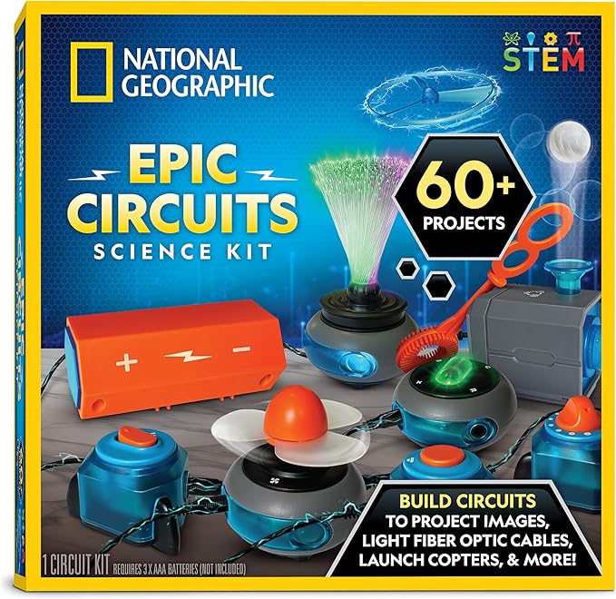 NATIONAL GEOGRAPHIC Circuit Maker Kit - Electronics Kit for Kids with 60 Electrical Circuit Projects, Electric Circuit STEM Toy, Electronic Projects, Electrical Circuit Kit for Kids, Electricity Kit