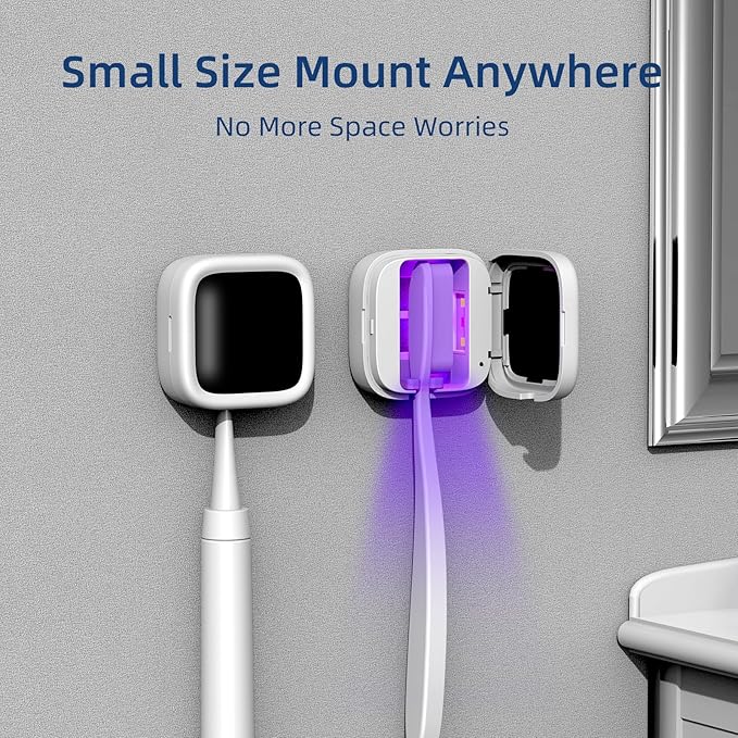 UV-C Toothbrush Sanitizer and Holder, Portable Toothbrush Case Magnetic Mounting, Rechargeable Toothbrush Cover for Any Toothbrush Head, Tooth Brush Cover Cap for Home & Travel (White)