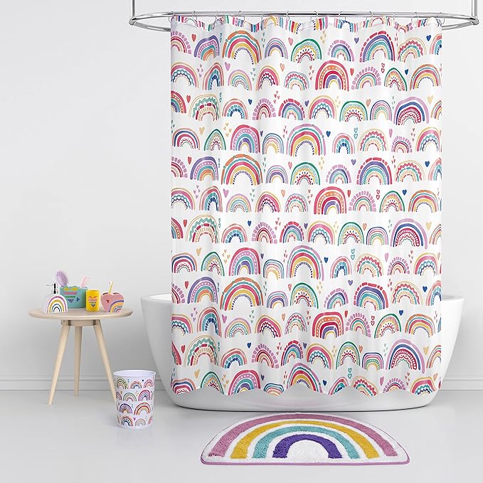 Allure Home Creation Rainbow Hearts Bath Set 7-Piece Bundle