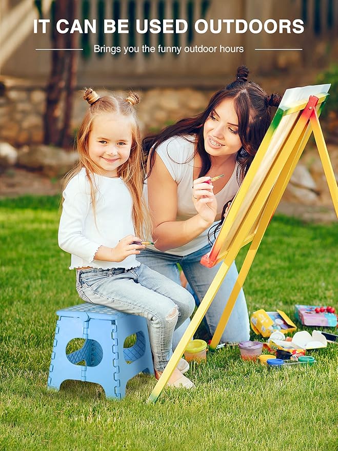 Dyforce Folding Step Stool 11 Inch, Durable Kids Step Stool, Heavy Duty Step Stools for Adults, Compact Foot Stools, Light-Weight Toddler Step Stools for Kitchen, Bathroom, Holds Up to 300 lbs (Blue)