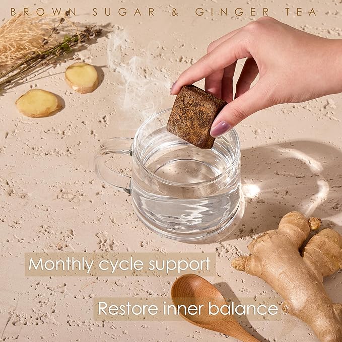 Redmint Brown Sugar Ginger Tea Cube for Menstrual Cycle, Digestive & Immune Support | Natural TCM-Inspired Herbal Cube | Taiwanese Brown Sugar & Ginger,30g × 8 Cubes