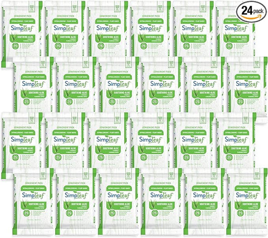 Simpleaf Flushable Wet Wipes Aloe Vera| Eco-Friendly, Paraben & Alcohol Free | Hypoallergenic & Safe for Sensitive Skin | Soothing Aloe Formula | (24 x 25 Counts Convenient Pack) 600 Counts Total