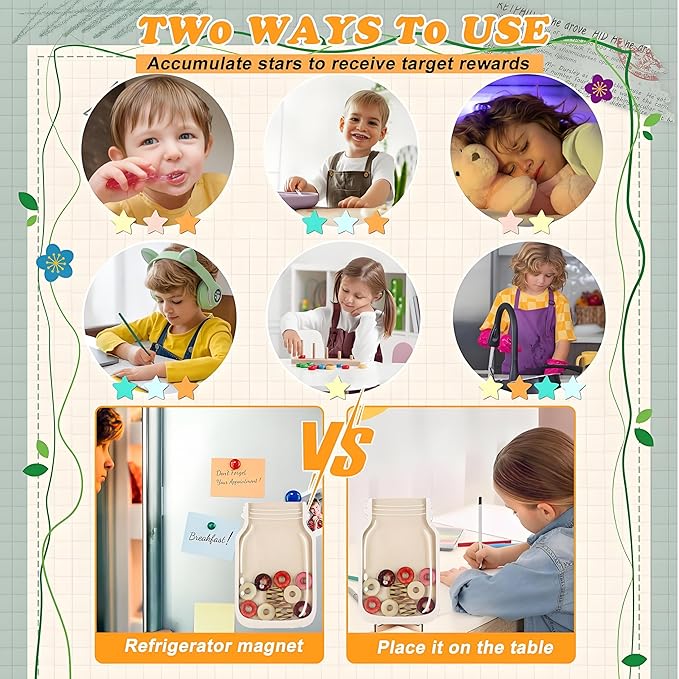 Magnetic Reward Jar, Doughnut Reward Jar Set for Kids Potty Training Reward Jar System for Classroom, Magnetic Reward Jar for Classroom Board Behavior Management Home Reward Jar (Doughnut)