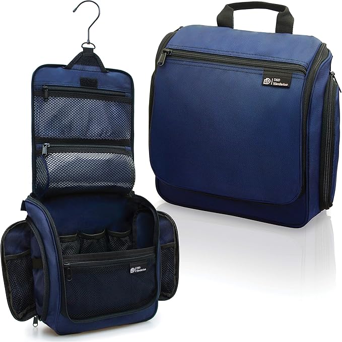 DD D&D Wanderlust D&D Hanging Travel Toiletry Bag for Men and Women – Cosmetics, Makeup and Toiletries Organizer Kit with 10 Compartments
