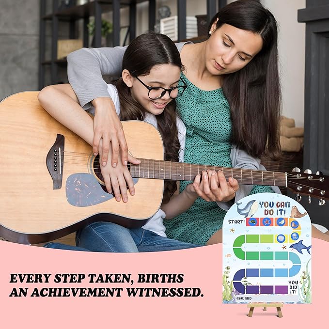 Under The Sea Reward Chart, Behavior Chart for Kids at Home, Wooden Incentive Chart Signboard with 24 Tokens, Ocean Animals Themed Sticker Charts Classroom Essentials -03