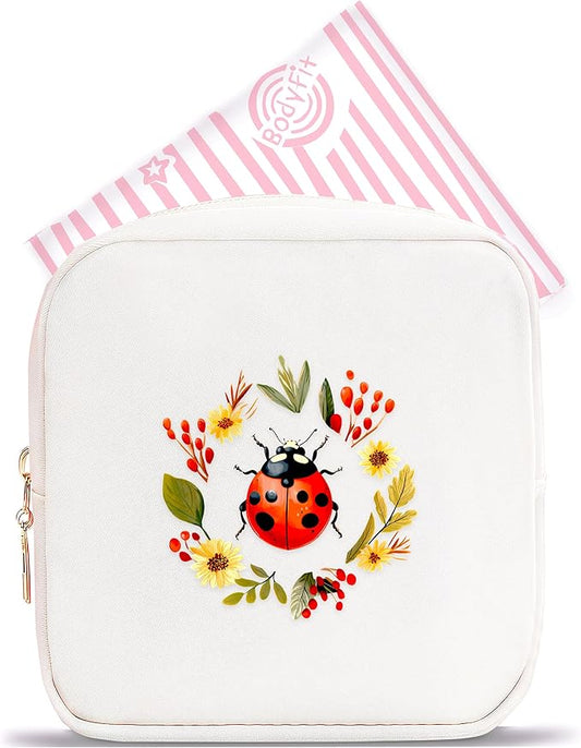 Ladybugs Mini Makeup Bag, Ladybugs Gift For Women Girls, Cute Portable Zipper Pouch Cosmetic Bag For Teen Girls Kids, Small Storage Bag For Sanitary Pad, Period napkin bag!