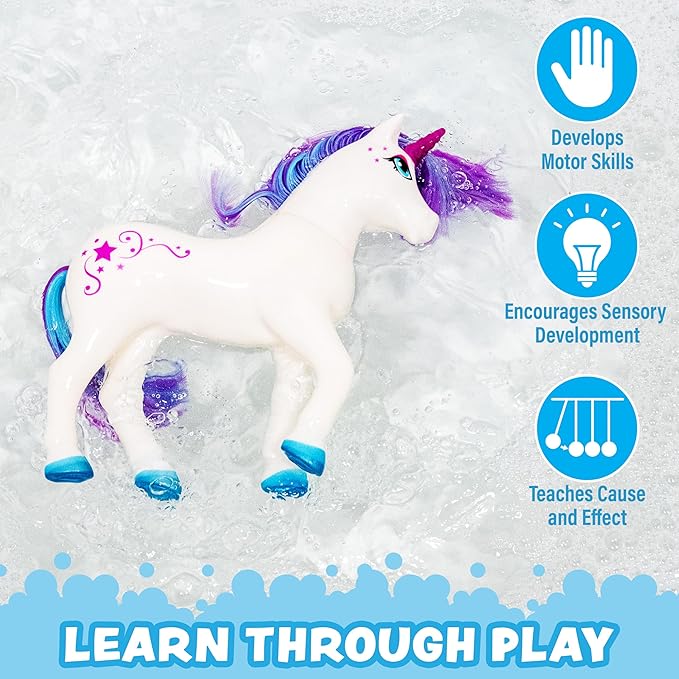 Tub Works® Mystic Color Unicorn™ | Color Changing Bath Toy for Kids & Toddlers | Magical Transformation in Warm Water | Kids Bath Toys, Toddler Bath Toys & Interactive Bathtub Toys for Creative Play