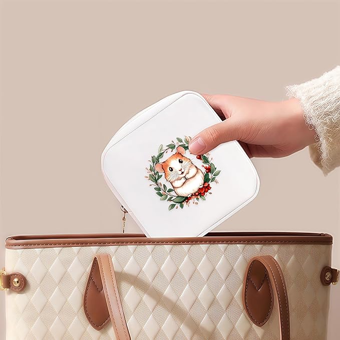 Hamster Mini Makeup Bag, Hamster Gift For Women Girls, Cute Portable Zipper Pouch Cosmetic Bag For Teen Girls Kids, Small Storage Bag For Sanitary Pad, Period napkin bag!