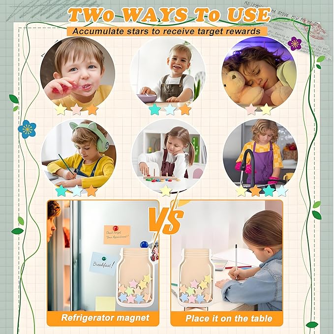 Magnetic Reward Jar, Star Reward Jar Set for Kids Potty Training Reward Jar System for Classroom, Magnetic Reward Jar for Classroom Board Behavior Management Home Reward Jar (White)