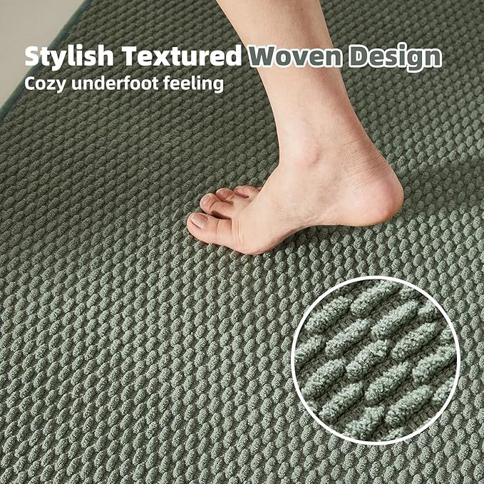 Large Bathroom Rugs Non Slip Washable Bath Rugs Super Absorbent Bathroom Rug Thin Quick Dry Low Pile Bath Mats, Sage Green 36"x60"