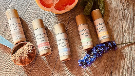 Handmade Natural Lip Balm Set of 5- Original, Mint, Cocoa, Lavender, Grapefruit - 5 Pack