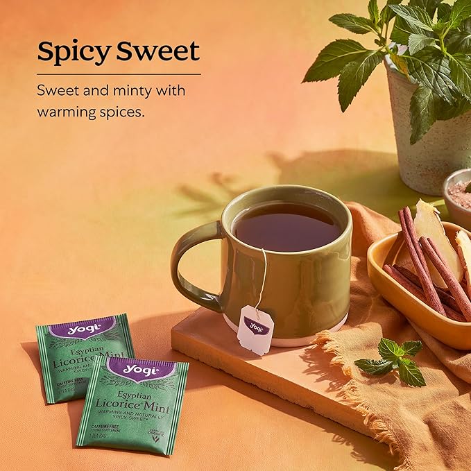 Yogi Tea - Egyptian Licorice Mint Tea (6 Pack) - Warming and Naturally Spicy Sweet - Caffeine Free - 96 Organic Herbal Tea Bags