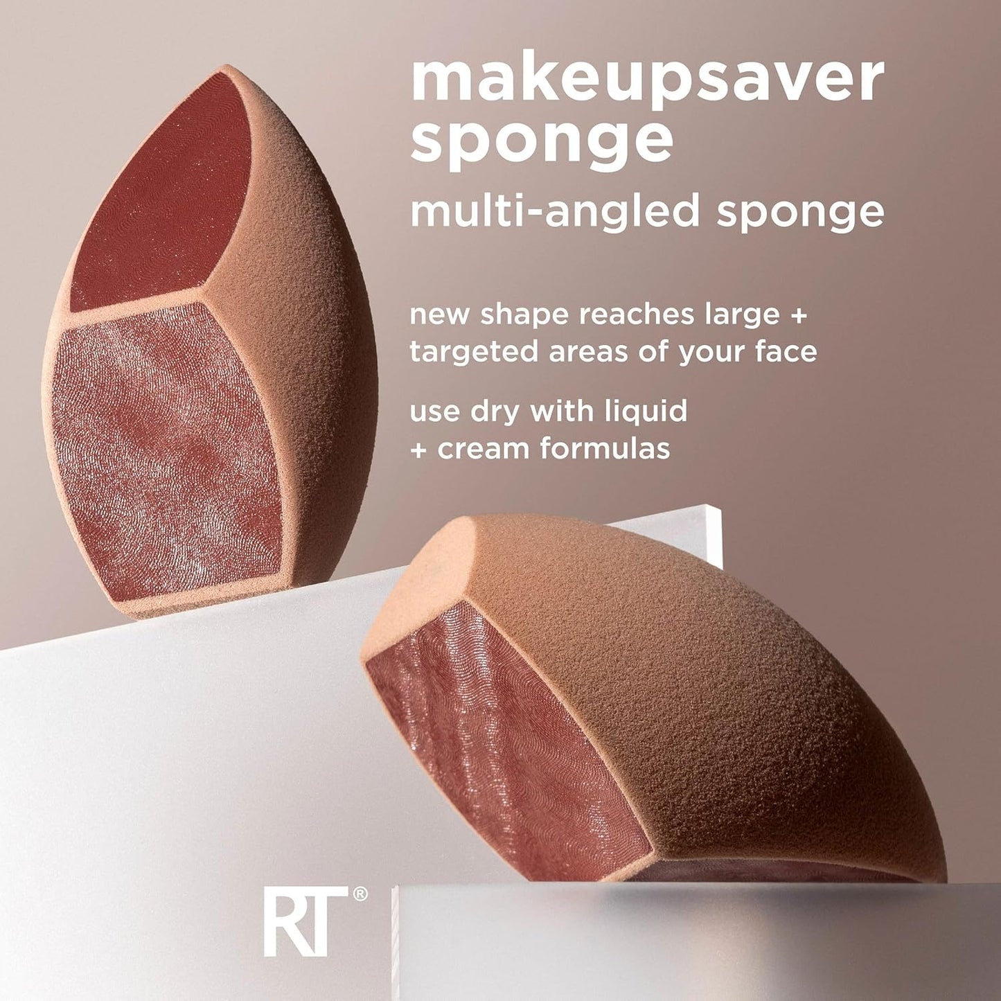 Real Techniques Makeupsaver Sponge, Makeup Blender Sponge For Liquid & Cream Formulations, Natural Finish & Reduces Makeup Waste, Targeted Application, Cruelty & Latex-Free, 1 Count