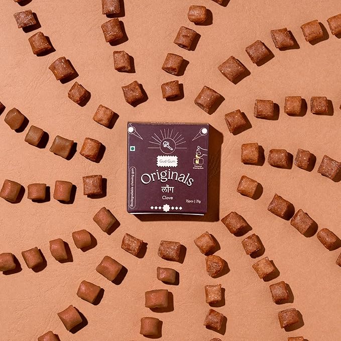 Gud Gum- Natural, Plastic Free Chewing Gum- Clove, Cardamom, Fennel, Cinnamon- 21g x 4 - Mini Pack of 4- No added artificial colours, flavours & sweeteners (Pack of 4, Assorted)