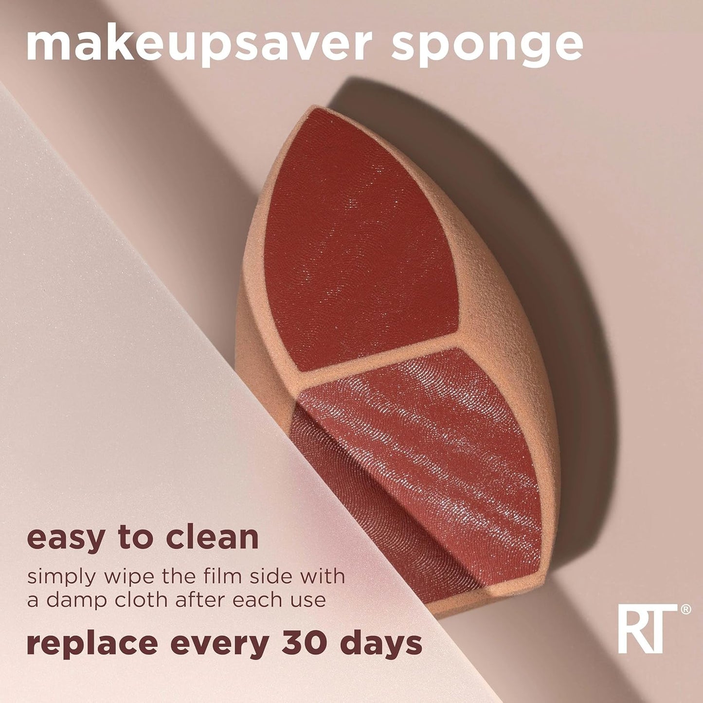 Real Techniques Makeupsaver Sponge, Makeup Blender Sponge For Liquid & Cream Formulations, Natural Finish & Reduces Makeup Waste, Targeted Application, Cruelty & Latex-Free, 1 Count