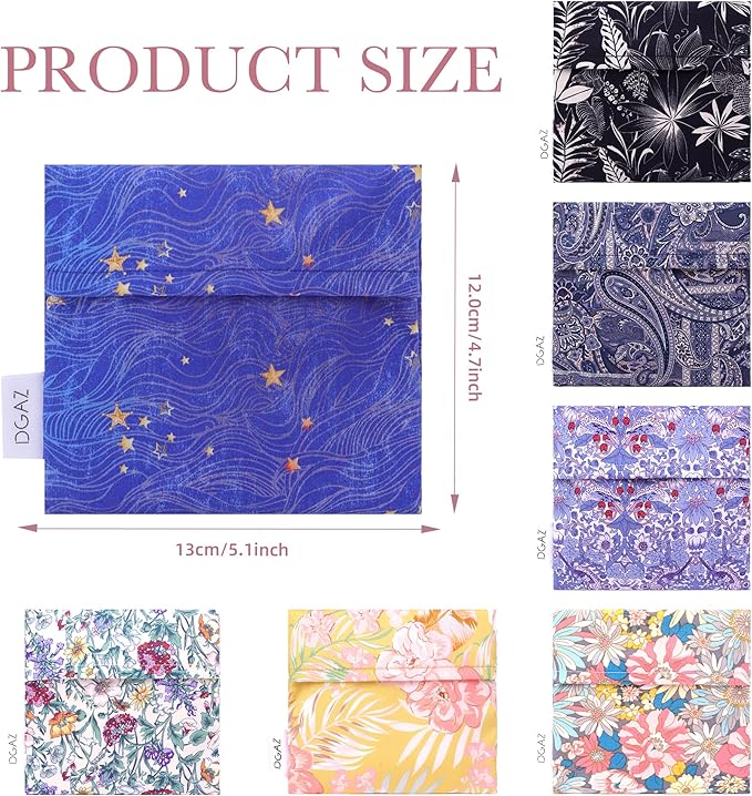 DGAZ Sanitary Napkin Storage Bag, Period Bag for Teen Aged Girls, Portable Period Bag for Panty Liners/Menstrual Cup/Small Tampons，Mini Makeup Bag for Purse(Starry Sky)