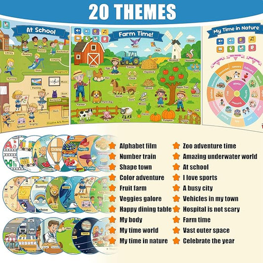 QuTZ Talking Pen with 20 Interactive Learning Posters, Educational Toy for Toddlers Ages 2-6, 700+ Games, 500+ Words, ABC, 123, Animals, Shapes, Preschool Homeschool Essential