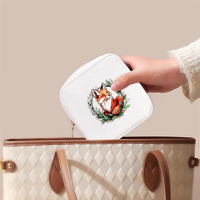 Fox Mini Makeup Bag, Fox Gift For Women Girls, Cute Portable Zipper Pouch Cosmetic Bag For Teen Girls Kids, Small Storage Bag For Sanitary Pad, Period napkin bag!