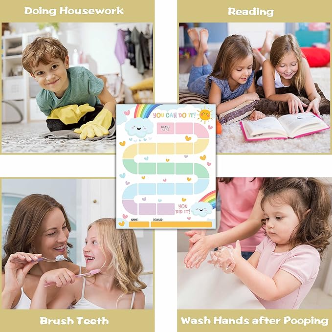 20 Rainbow Reward Chart with 432 Round Stickers, Incentive Behavior Chart for Kids at Home Classroom, Kids Routine Daily Chore Sticker Chart-B16