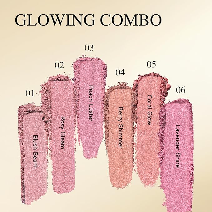 PHOFAY Luminous Blush Powder-Multi-Use Formula, Ultra-Fine & Smooth, Longer-Lasting Wear with Natural Luminous Glow (01#)