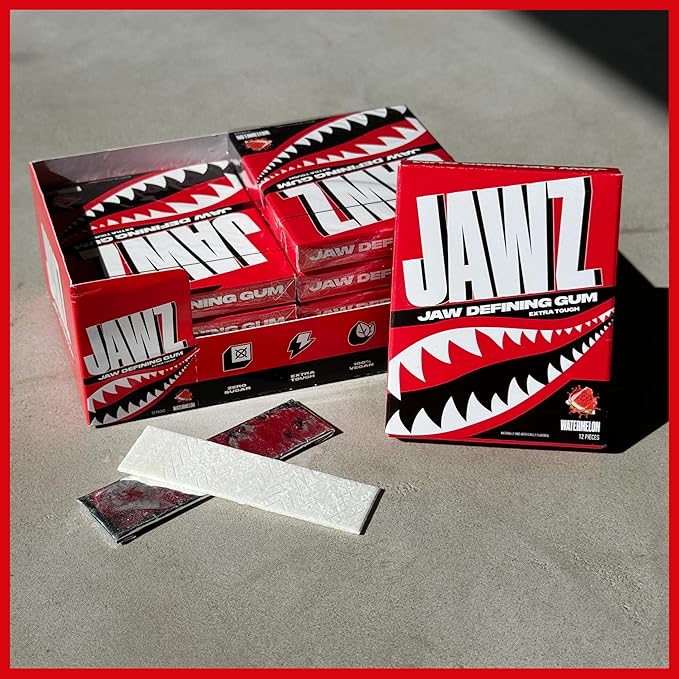Jawline Chewing Gum (4 Month Supply) Watermelon - Define Your Jawline, Slim and Tone Your Face - Facial Exerciser for Men and Women - Sugar Free Hard Gum (10 Packs) (120 Pieces)