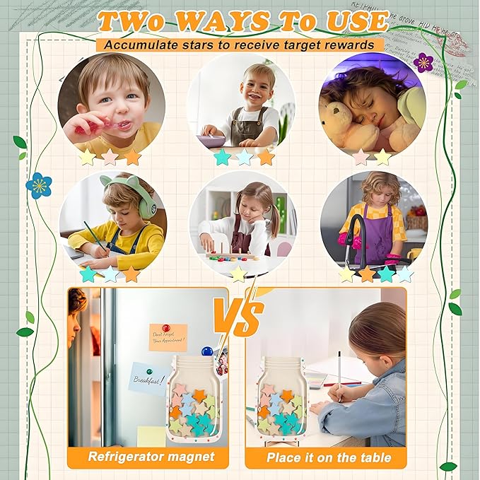 Magnetic Reward Jar, Star Reward Jar Set for Kids Potty Training Reward Jar System for Classroom, Magnetic Reward Jar for Classroom Board Behavior Management Home Reward Jar (Polka Dots)