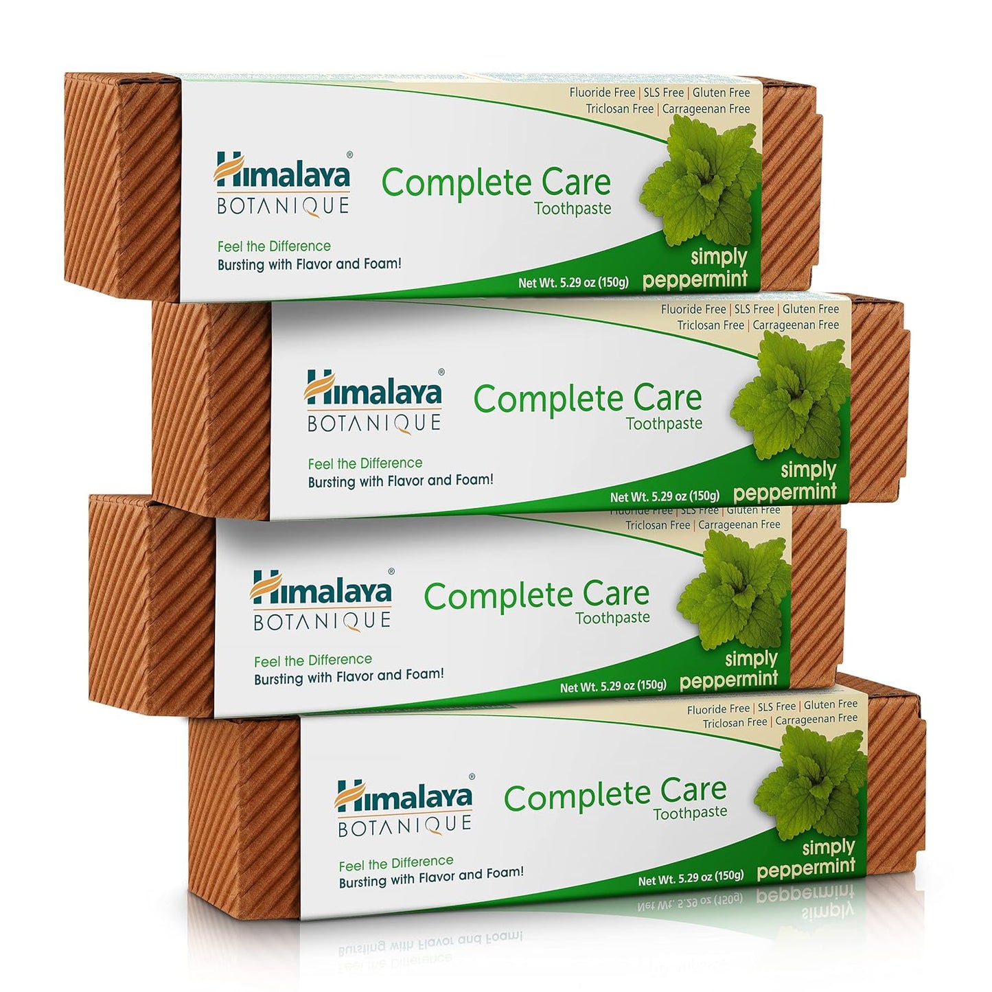 Himalaya Botanique Complete Care Toothpaste, Herbal, Peppermint Flavor, Fights Plaque, Freshens Breath, Fluoride Free, No Artificial Flavors, SLS Free, Cruelty Free, Foaming, 5.29 Oz, 4 Pack…