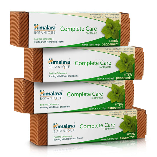 Himalaya Botanique Complete Care Toothpaste, Herbal, Peppermint Flavor, Fights Plaque, Freshens Breath, Fluoride Free, No Artificial Flavors, SLS Free, Cruelty Free, Foaming, 5.29 Oz, 4 Pack…