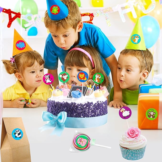 600 PCS Cartoon Animal Stickers Party Decoration Teacher Reward Encouragement Motivational Decals 16 Designs Value Pack (Each Measures 1.5" in Diameter)