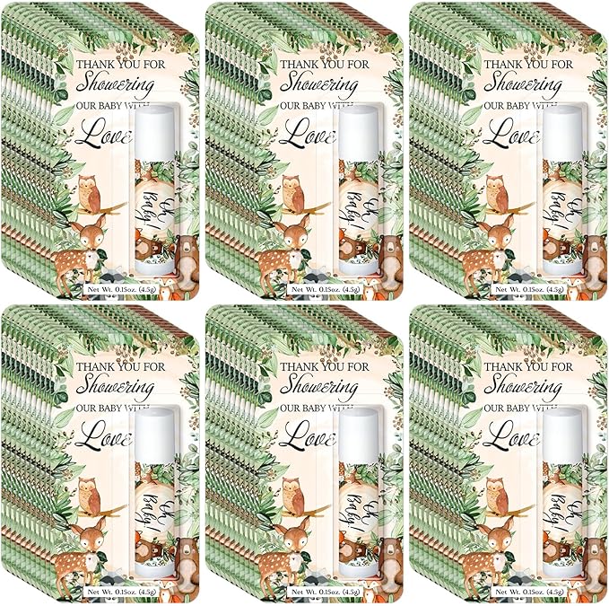 30 Pack Woodland Baby Shower Games Prizes Party Gifts Bulk Lip Balms Favors for Winners Adults Guests Gender Reveal Favors Decorations Baby Shower Souvenirs Gift Bags Stuffers