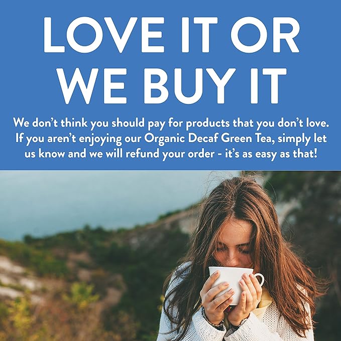 FGO Organic Green Decaf Tea, 100 Count, Eco-Conscious Tea Bags, Resealable Bag, Caffeine Free, Packaging May Vary (Pack of 1)