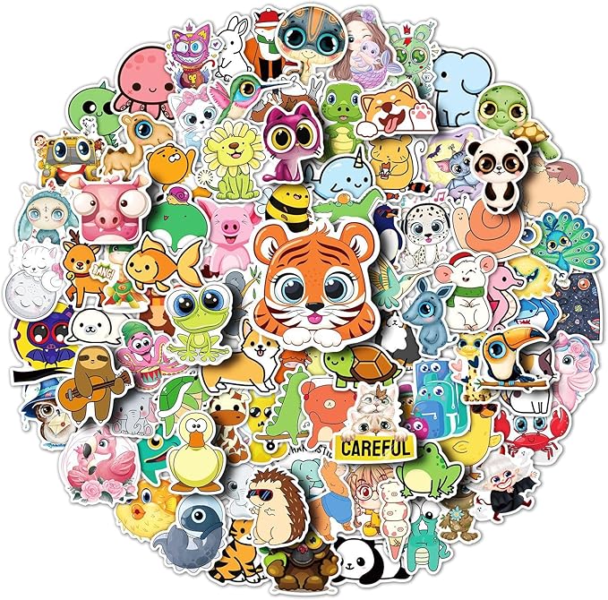 Cute Animal Stickers 200 Pcs/Pack for Kids - Assorted Designs for Laptops, Water Bottles, Journals and More (Cute)