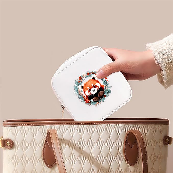 Red Panda Mini Makeup Bag, Red Panda Gift For Women Girls, Cute Portable Zipper Pouch Cosmetic Bag For Teen Girls Kids, Small Storage Bag For Sanitary Pad, Period napkin bag!