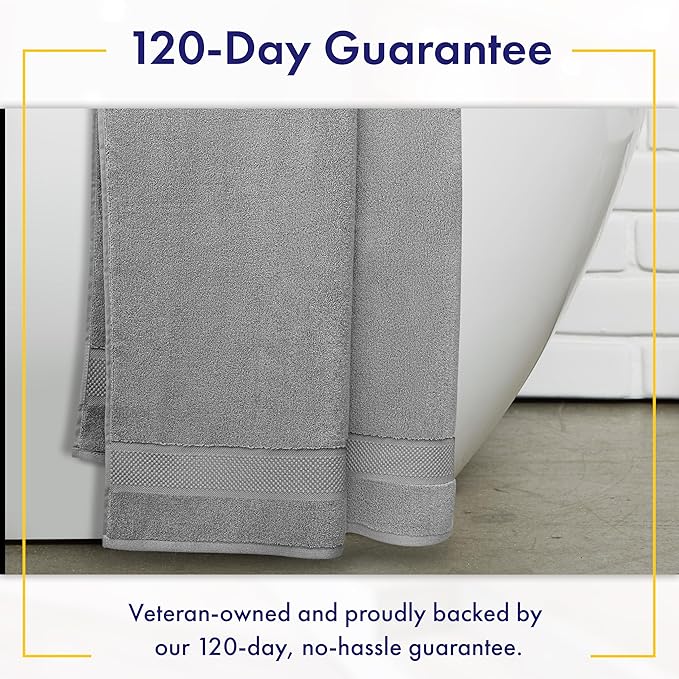 100% Organic Zero-Twist Cotton Towel - Luxury Bath Towel - Ultra Soft & Plush 700GSM Long-Staple Cotton (Pewter Grey)
