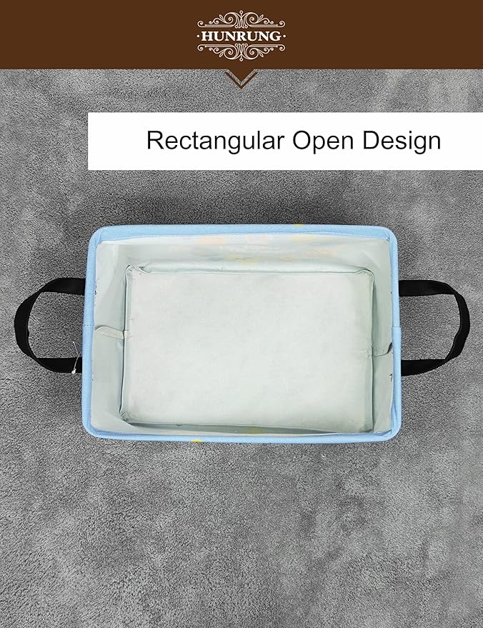HUNRUNG Rectangle Storage Basket Cute Canvas Organizer Bin for Pet/Children Toys, Books, Clothes Perfect for Rooms/Playroom(Rabbit Easter Egg)