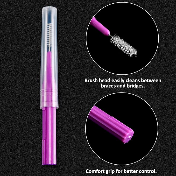 Patelai 100 Pieces Braces Brush for Cleaner Interdental Brush Toothpick Dental Flossing Head Oral Hygiene Flosser Tooth Cleaning Tool (Stylish Colors)