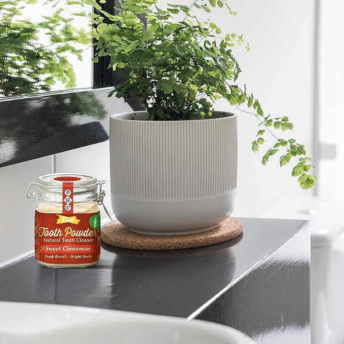 The Dirt - Remineralizing Tooth Powder, Natural Fluoride-Free Teeth Whitening Powder with Hydroxyapatite, Flouride & Gluten Free, Organic Vegan (Sweet Cinnamon, 51g: 6 Month Supply)