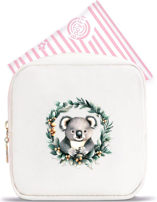 Koala Mini Makeup Bag, Koala Gift For Women Girls, Cute Portable Zipper Pouch Cosmetic Bag For Teen Girls Kids, Small Storage Bag For Sanitary Pad, Period napkin bag!