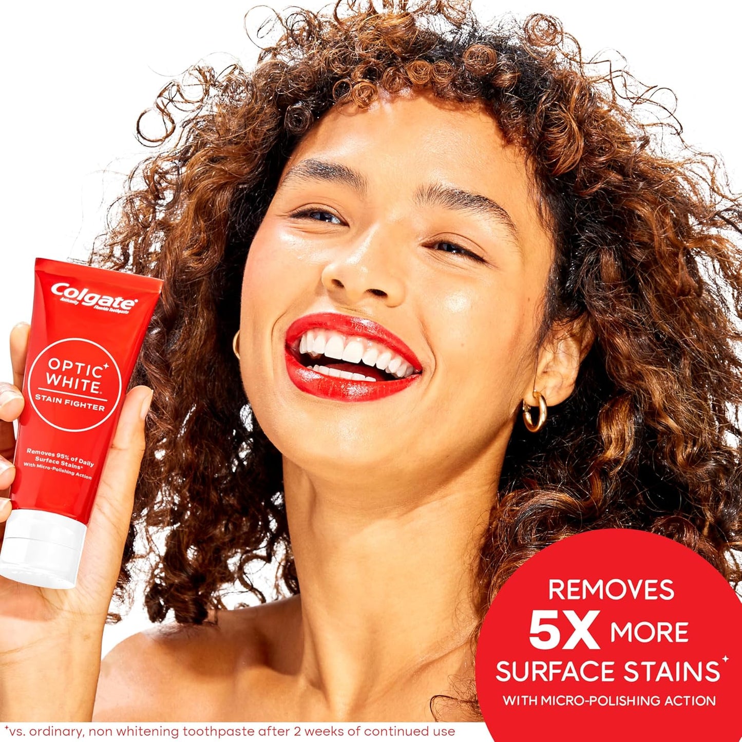 Colgate Optic White Stain Fighter Teeth Whitening Toothpaste, Anticavity Fluoride Toothpaste for Whitening Teeth, Helps Remove Daily Surface Stains, Clean Mint Paste, 4.2 oz