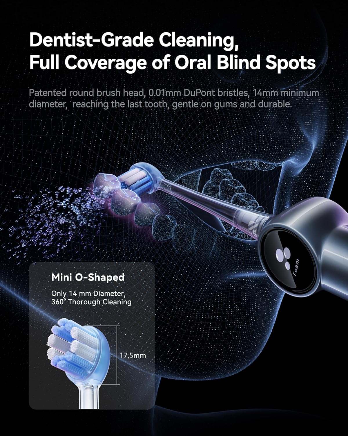 RANVOO AirJet II [Upgraded Jet Clean] Sonic Electric Toothbrush, 100% Plaque Removal, White for Adult Protect Gum Orthodontic Teeth Clean Rechargeable Gift with 3 Pro Brush Heads, Purple